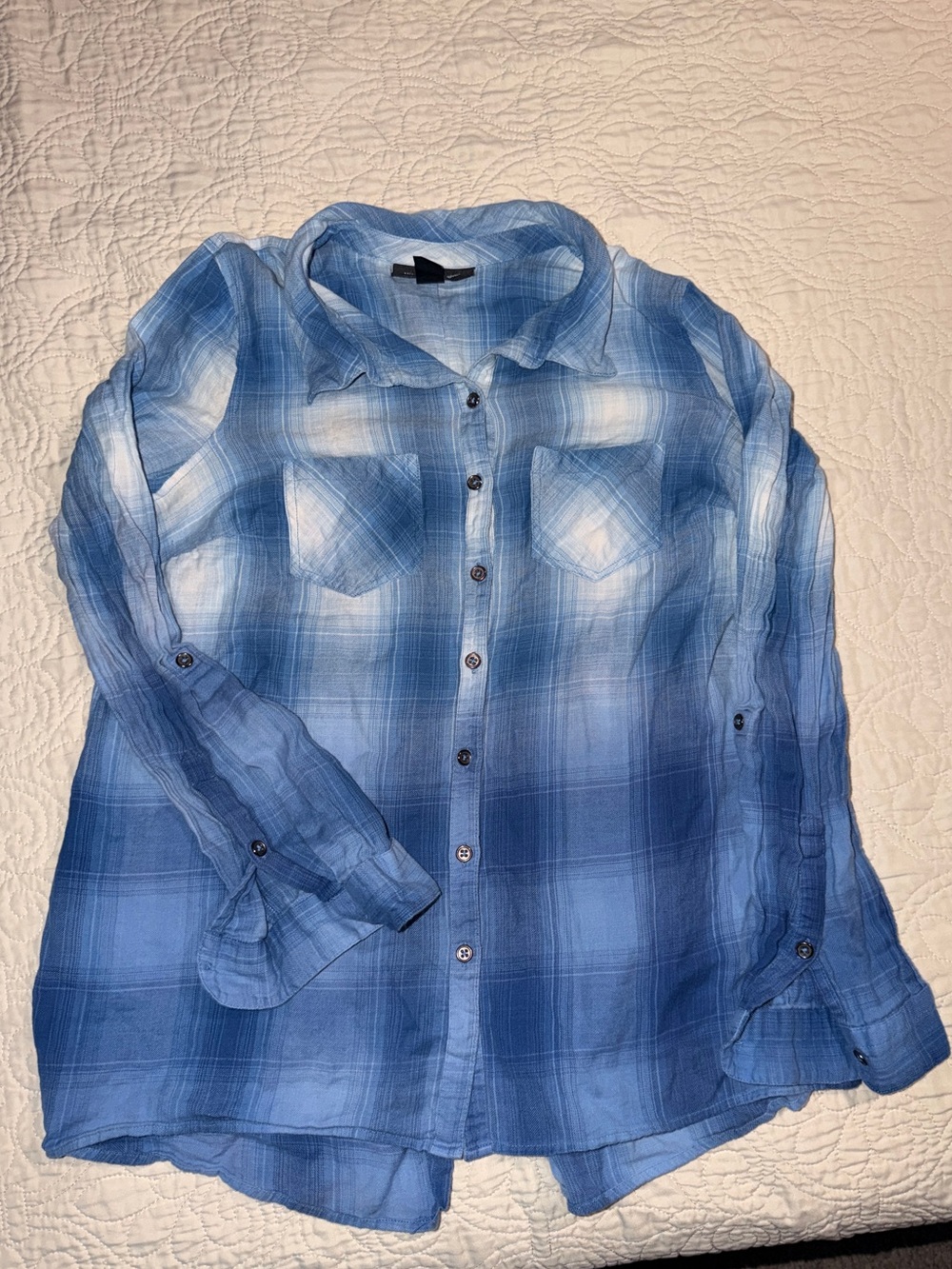 Wendy Bellissimo Blue Ombre Plaid Shirt